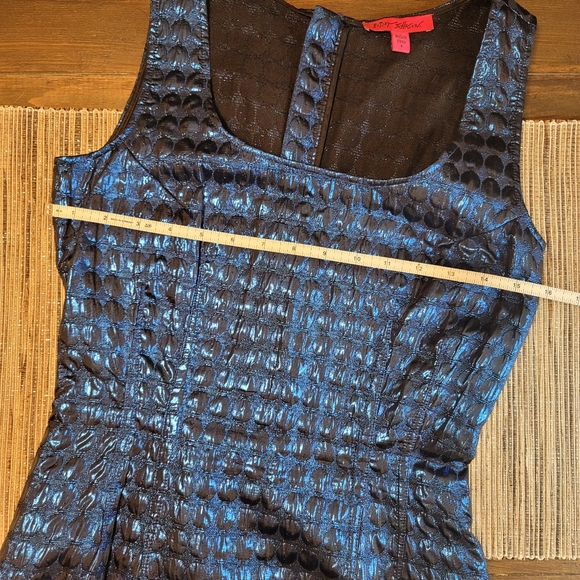 Betsey Johnson Dress Blue Metallic A-Line - Picture 12 of 12